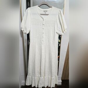 Elegant White Button-Down Dress Eva Mendes X NY&Co